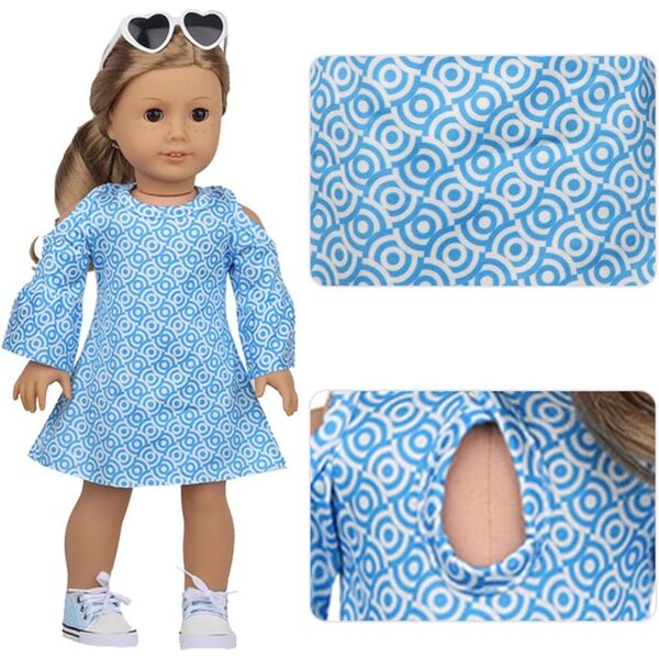 Langarmkleid für 18-Zoll-amerikanische Puppen, Odulu-Freizeitkleidung