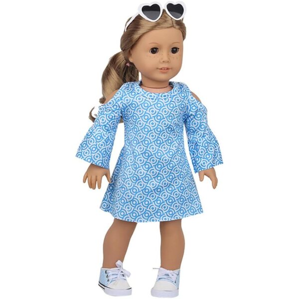 Langarmkleid für 18-Zoll-amerikanische Puppen, Odulu-Freizeitkleidung
