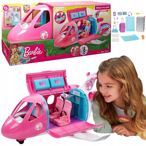Barbie Samolot mit Pilotenpuppe und Zubehör für Mädchen ab 3 Jahren