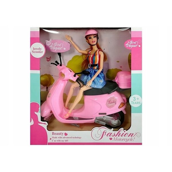 Doll su Scooter Rosa per Bambole 30 cm - Gioco per Bambini 3+ Anni
