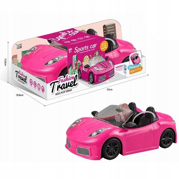 Kabriolet rosa per bambole 32 cm con effetti sonori e cinture di sicurezza