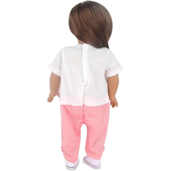 Kleidung für 18-Zoll-Puppen – 2-teiliges Set aus gepunktetem T-Shirt und Hose