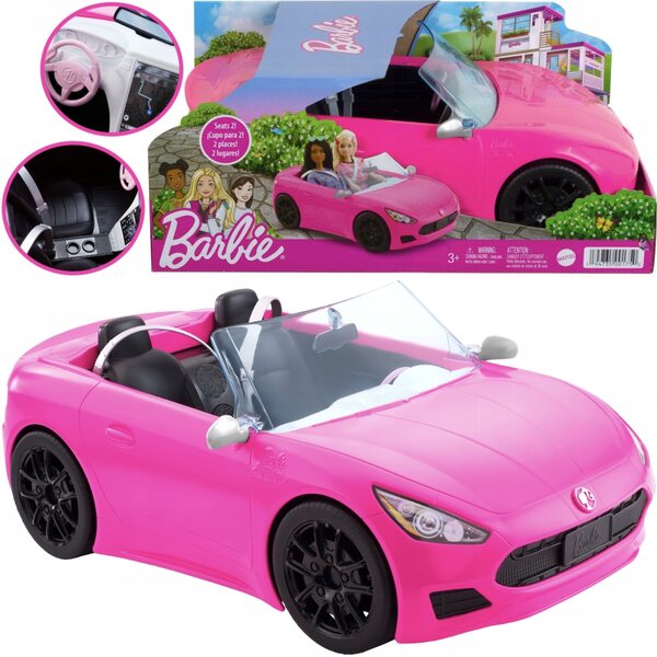 Barbie Pink Sports Cabriolet Auto für Kinder ab 3 Jahren mit realistischen Details
