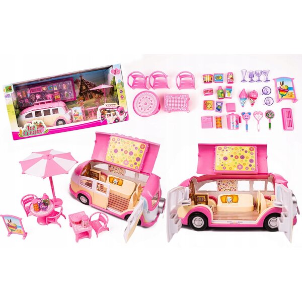 Kamper Lodziarnia rosa Puppenspielzeug mit Zubehör 2in1