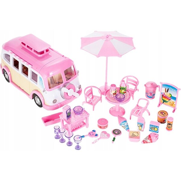 Kamper Lodziarnia rosa Puppenspielzeug mit Zubehör 2in1