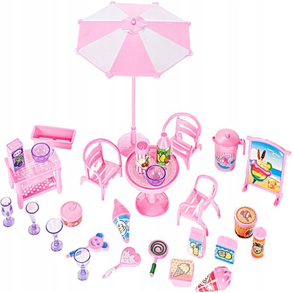 Kamper Lodziarnia rosa Puppenspielzeug mit Zubehör 2in1
