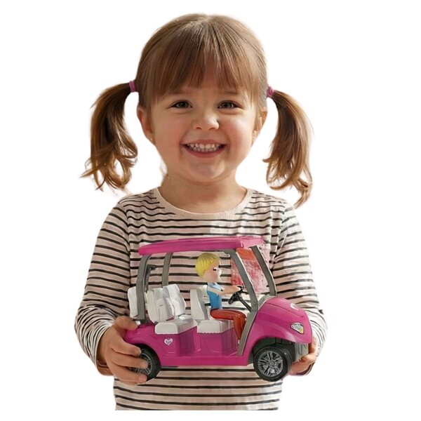 Puppe mit rosa Golfwagen und Zubehör für Mädchen ab 3 Jahren