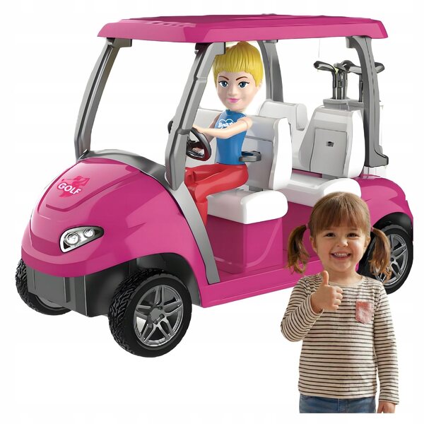 Puppe mit rosa Golfwagen und Zubehör für Mädchen ab 3 Jahren