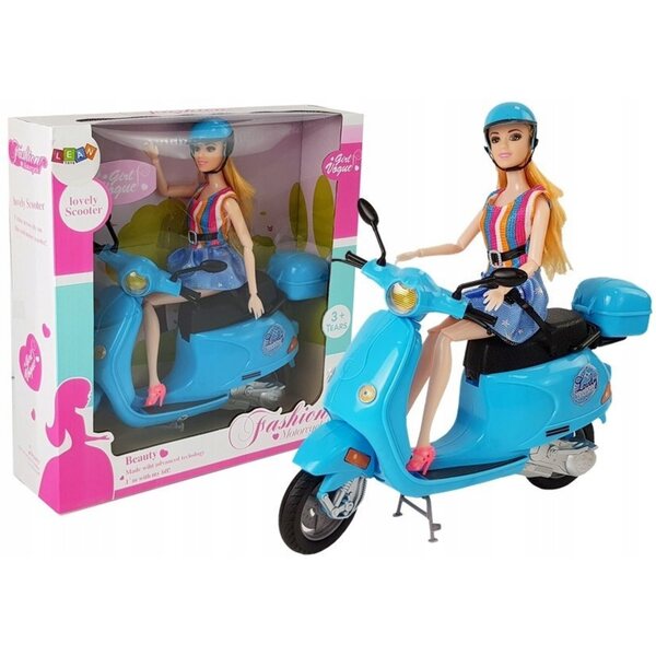 Puppenset mit Roller und rosa Helm für Mädchen ab 3 Jahren