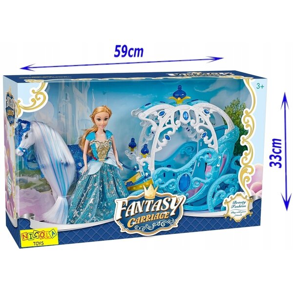 Kareta mit Puppe und Laufpferd, Spielset für Kinder ab 3 Jahren, Nicola Toys