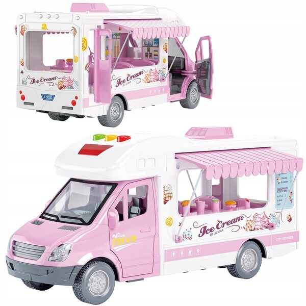 Kamper Food Truck Matadi mit Lichtern und Geräuschen, abnehmbare Markiza, Spiel für Kinder