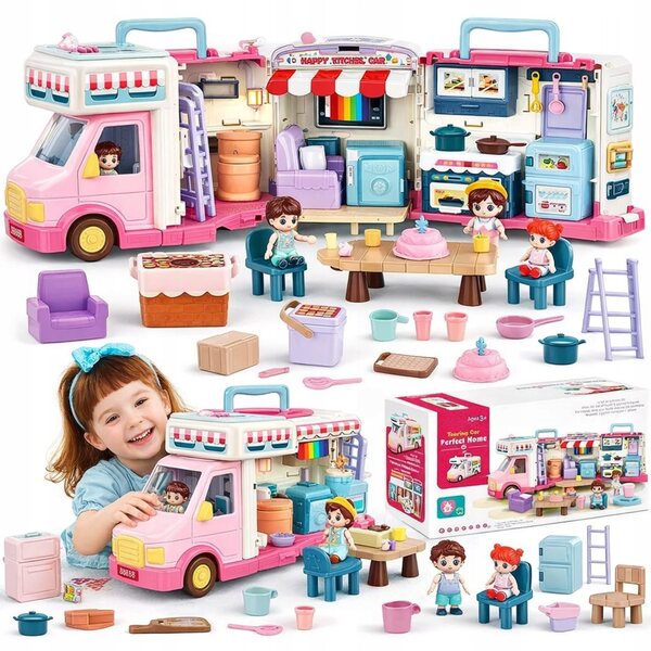 2-in-1-Camper-Puppenhaus mit Zubehör – ein tolles kreatives Spielzeug