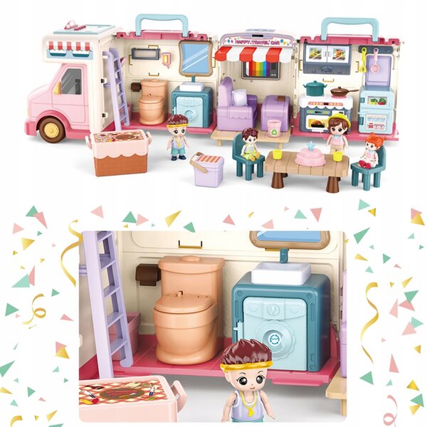 2-in-1-Camper-Puppenhaus mit Zubehör – ein tolles kreatives Spielzeug