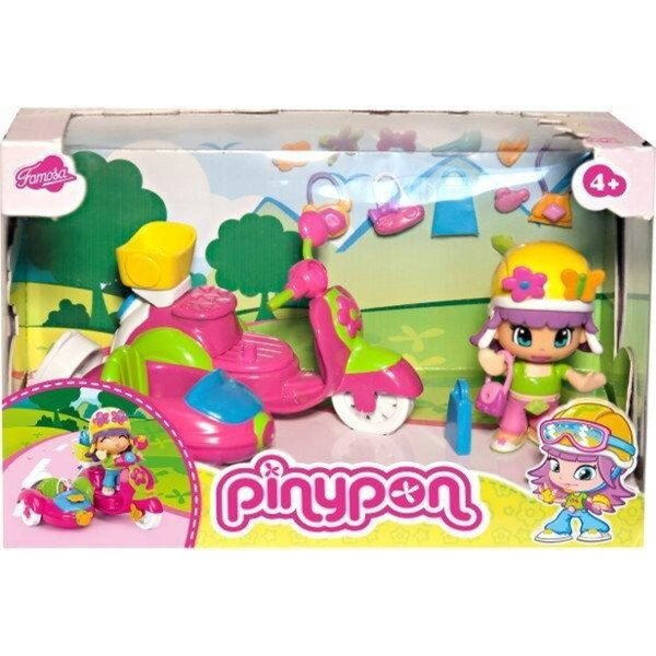Pinypon Puppe mit Roller und Zubehör Famous 7,5 cm für Kinder