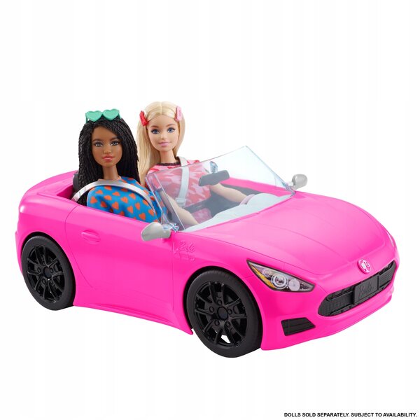 Rosa Barbie Cabriolet für Puppen, Sportwagen mit realistischen Details und Logo