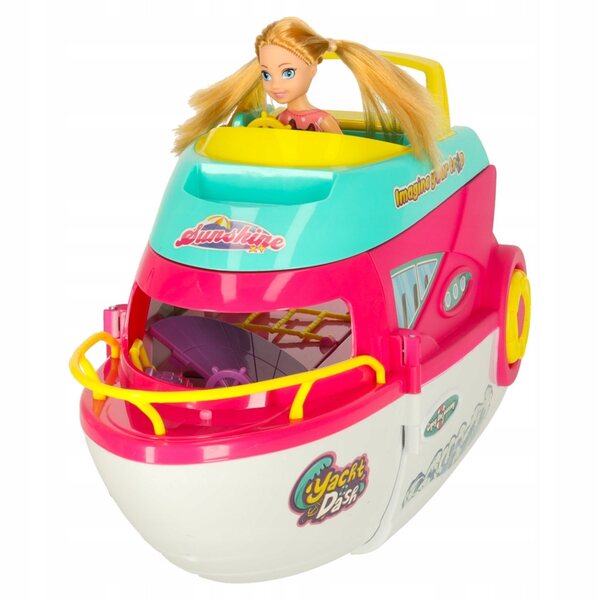Zusammenklappbares Puppenboot mit Schwimmbad und Rutsche, kreatives Spiel für Kinder