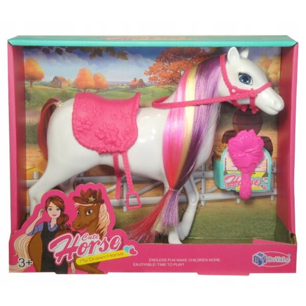 Großes Pferd für Prinzessinnenpuppen mit Kamm – 29 cm