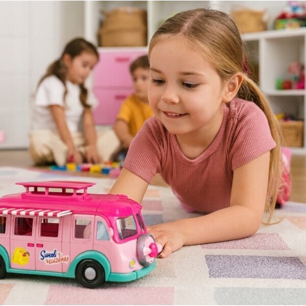 Kamper Food Truck 2 in 1 mit Puppe und 15 Zubehörteilen für kreatives Spielen