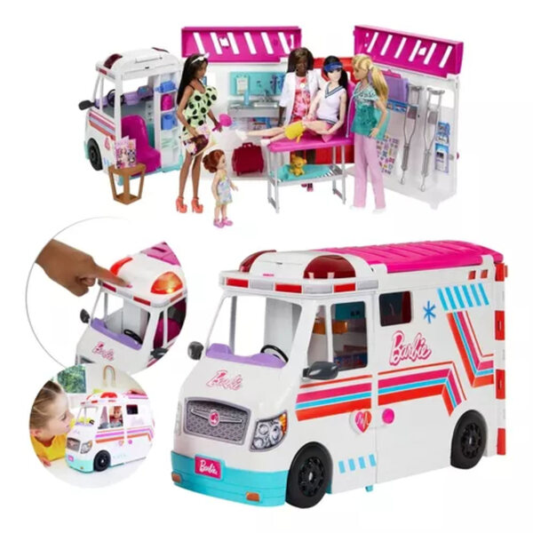 Barbie Karetka Mobilna Klinika mit Lichtern und Geräuschen – Lernspiel für Mädchen