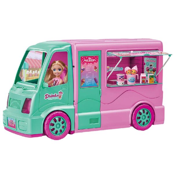 Kamper Food Truck 2in1 für Kinder mit 21 Zubehörteilen, Tisch und Stühlen