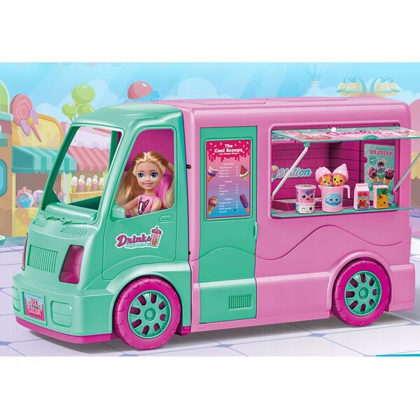 Kamper Food Truck 2in1 für Kinder mit 21 Zubehörteilen, Tisch und Stühlen