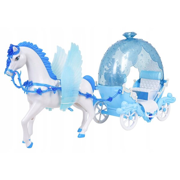 Set Cavallo con Carrozza e Bambola in Abito da Ballo con Ali Mobili