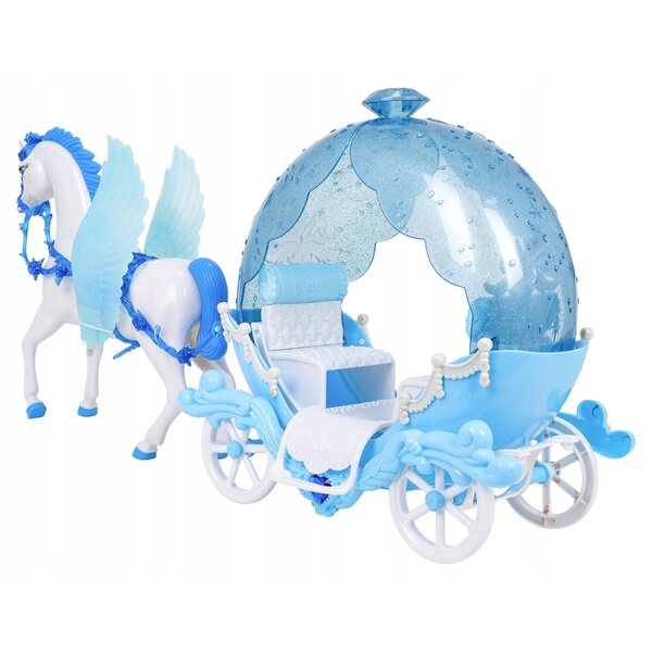 Set Cavallo con Carrozza e Bambola in Abito da Ballo con Ali Mobili