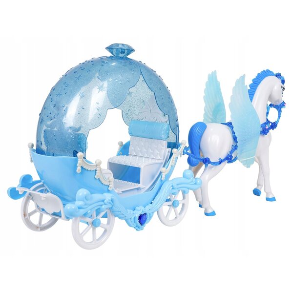 Set Cavallo con Carrozza e Bambola in Abito da Ballo con Ali Mobili
