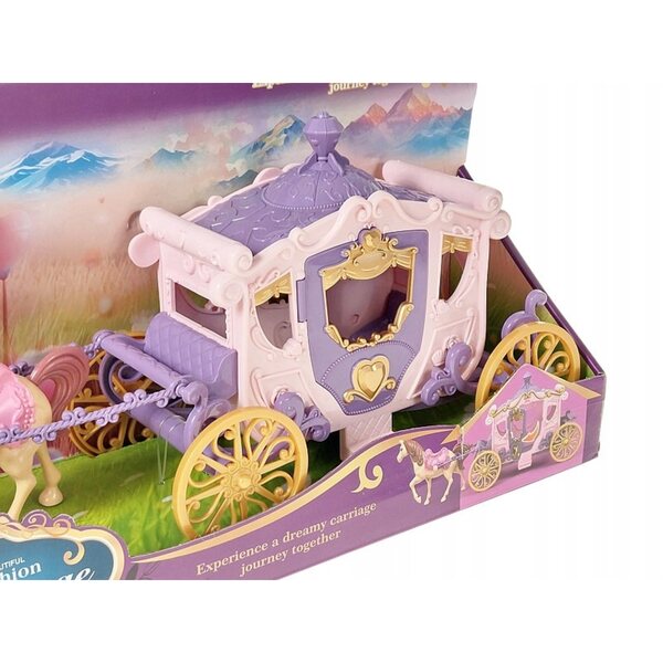 Karoca mit Pferd für Prinzessinnenpuppen, Zauberspielzeug 32x15x11 cm