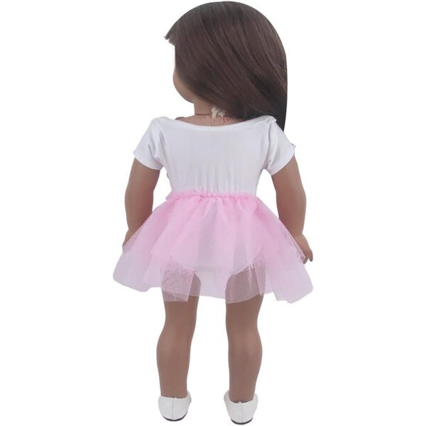 18-Zoll-Puppenkleidung für amerikanische Puppen – 2-teiliges rosa T-Shirt- und Rock-Set