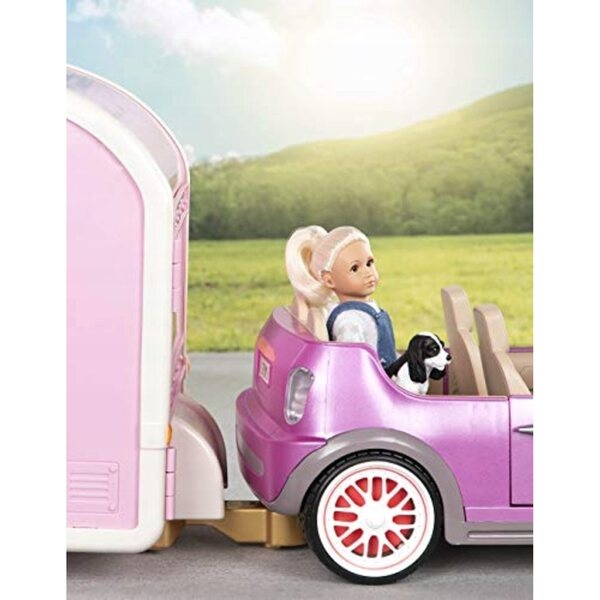 LORI Pink Camper für 6-Zoll-Puppen – Campinganhänger mit Zubehör