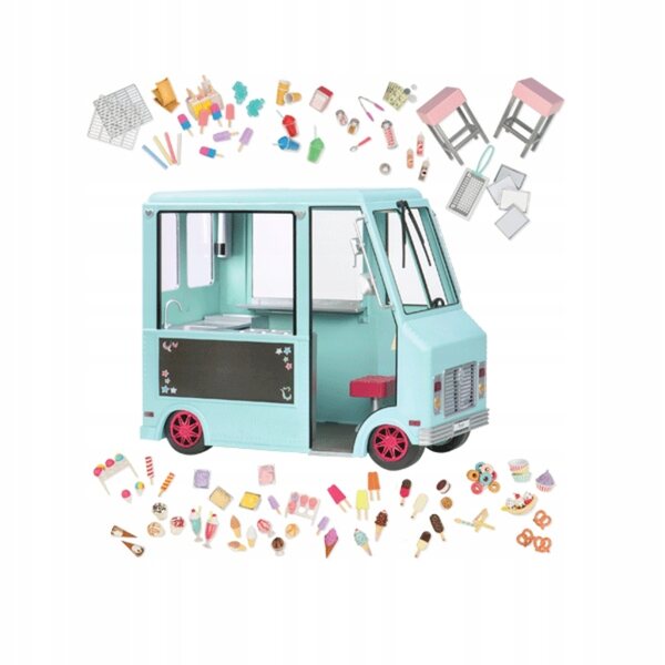 Foodtruck Our Generation con gelati e accessori per bambole 46 cm, 152 pezzi