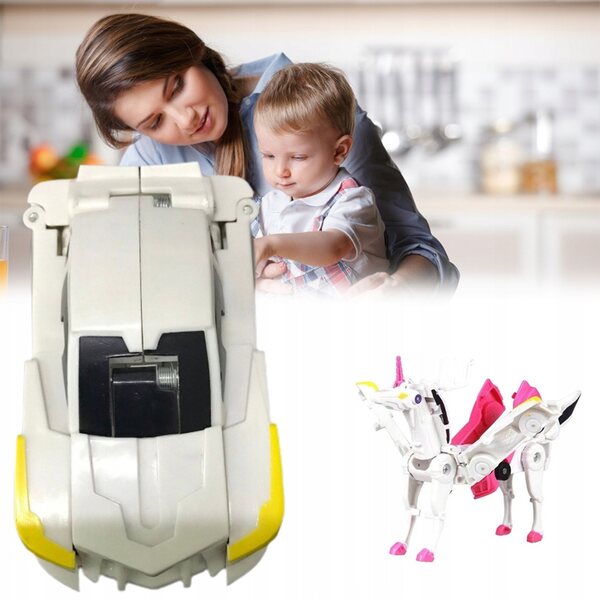 Ein verwandelbares Roboterauto mit fliegendem Pferd – ein Spielzeug für Kinder