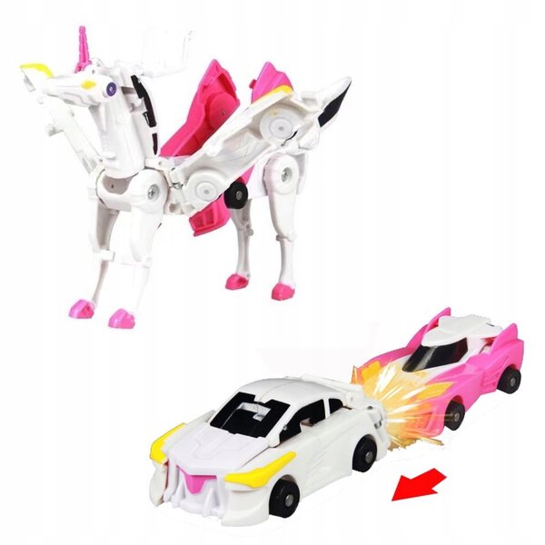 Ein verwandelbares Roboterauto mit fliegendem Pferd – ein Spielzeug für Kinder
