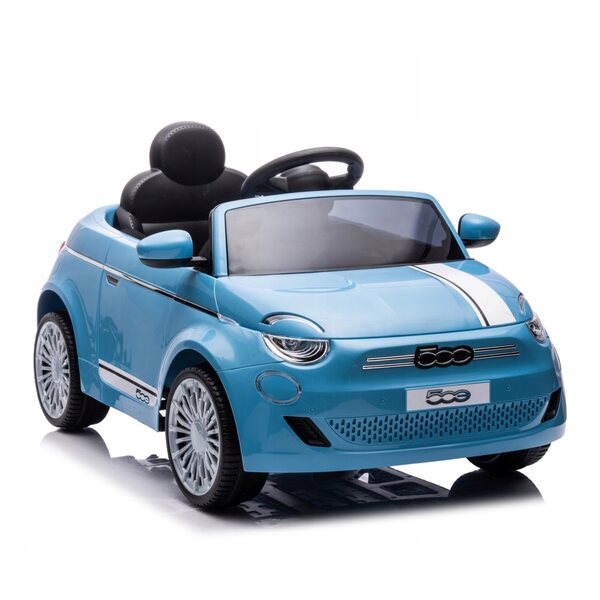 Blaues Elektroauto Fiat 500e für Kinder mit Fernbedienung und Milly-Mally-Musik