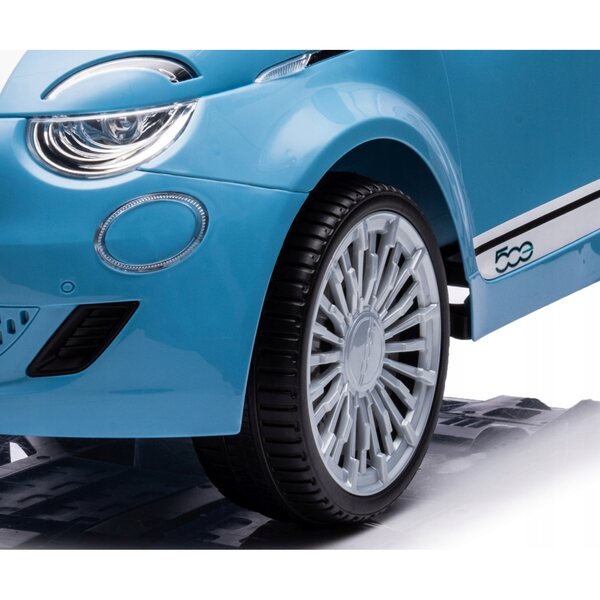 Blaues Elektroauto Fiat 500e für Kinder mit Fernbedienung und Milly-Mally-Musik
