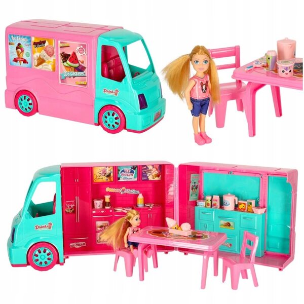 Camper Food Truck für Puppen mit 21 Zubehörteilen – Kreativ- und Lernspiel