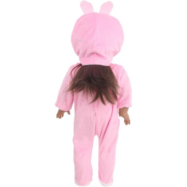 Kleidung für 18-Zoll-amerikanische Puppen – Pink Rabbit-Trainingsanzug und Zubehör-Set