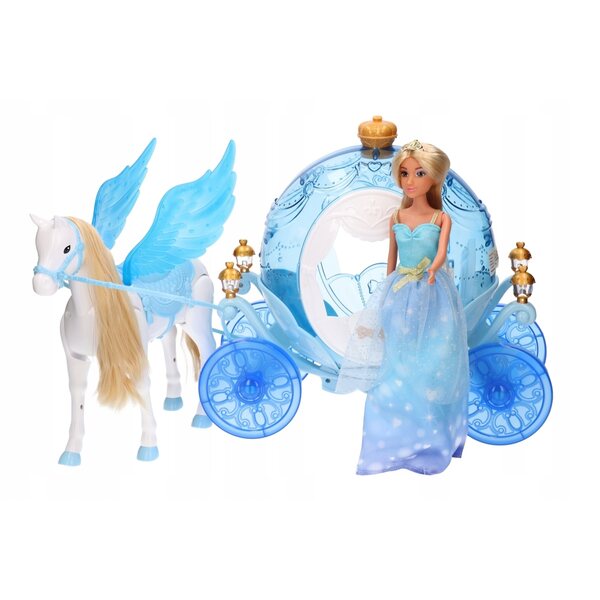 Kareta con cavallo e bambola principessa Anlily Magic Set 3 in 1