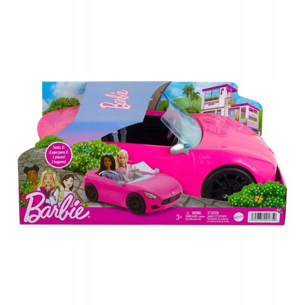Rosa umwandelbares Barbie-Puppenauto mit Sicherheitsgurten und Mattel-Details