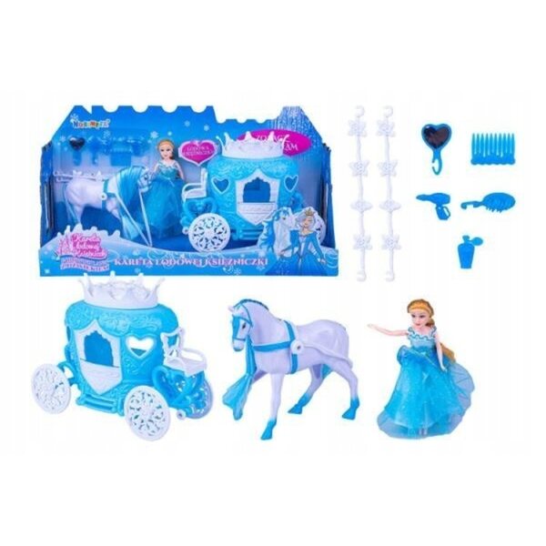 Eisprinzessin Kareta mit Pferd und Lichtern + Prinz NORIMPEX Puppe