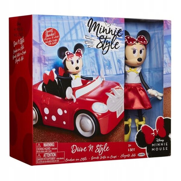 Set Minnie Mouse mit rotem Cabriolet-Auto für Kinder ab 3 Jahren