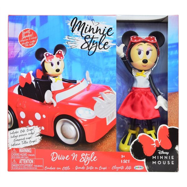 Set Minnie Mouse mit rotem Cabriolet-Auto für Kinder ab 3 Jahren