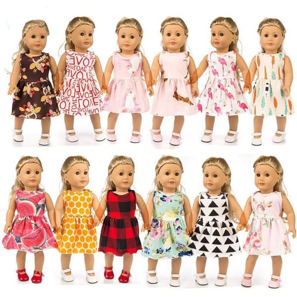 Kleidung für 18-Zoll-amerikanische Puppen, 2-teiliges Set: elastisches Komfortkleid und Höschen