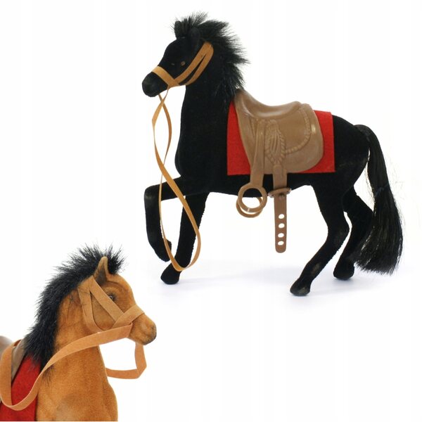 Braunes beflocktes Pferd 15 cm - Figuren und Zubehör für Puppen