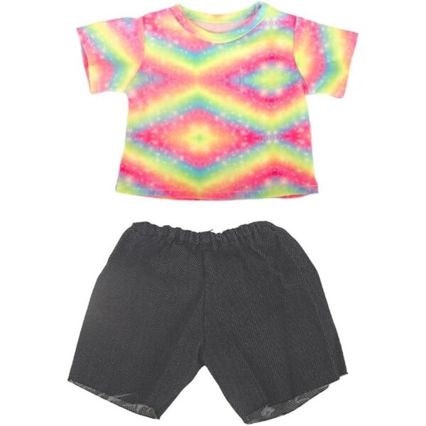 Amerikanische Puppenkleidung 18 Zoll – 2-teiliges Set, Batik-T-Shirt und Shorts