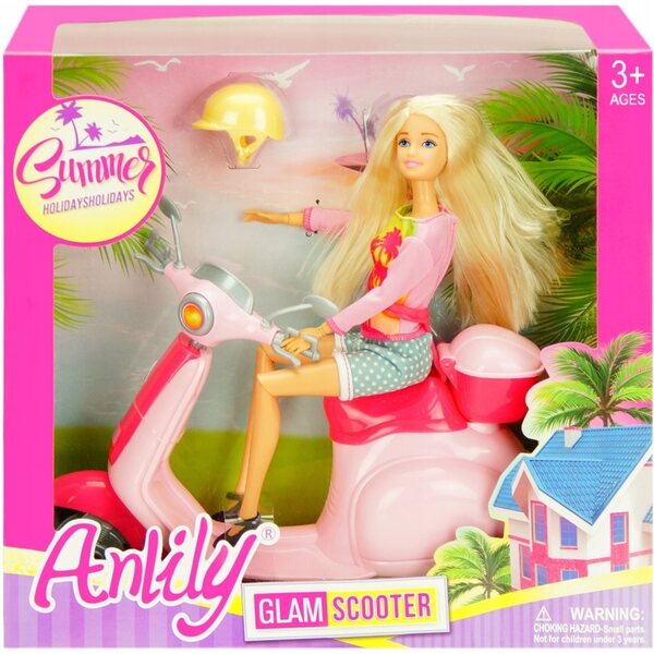 Anlily 29 cm Puppe mit Helm und Spielzeugroller für Kinder ab 3 Jahren CE