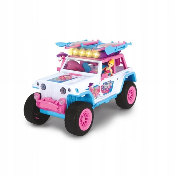 Dickie Pink Drivez Flamingo Jeep Spielzeugauto mit Soundeffekten und Zubehör