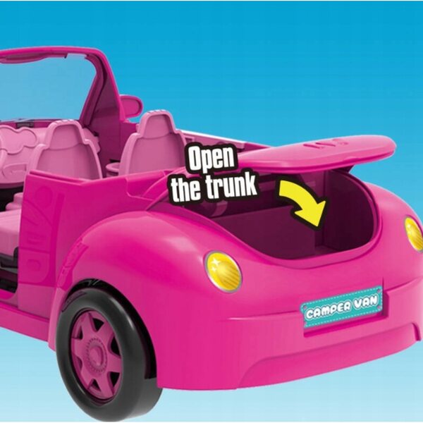 Großes rosa Cabriolet für Puppen mit Zubehör – Auto, Puppe, Hund und Picknick-Set