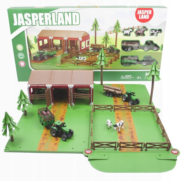 LandToys Großer Bauernhof mit Stall, 2 Traktoren und 102 Elementen für Kinder ab 3 Jahren